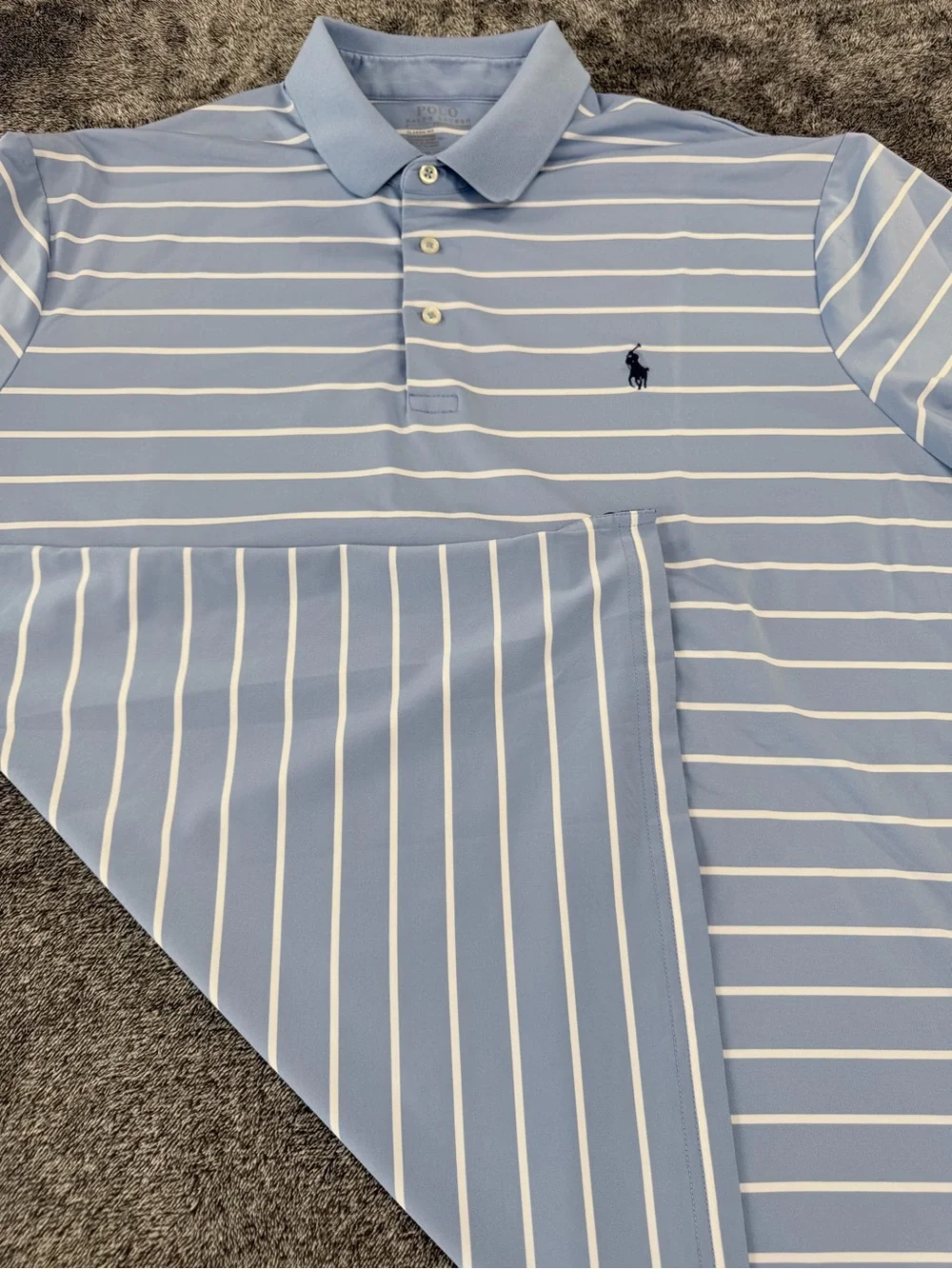 Polo by Ralph Lauren Light Blue and White Striped Polo SKU1036